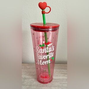 Swig Life Pink Santa’s Favorite Mom Tumbler Christmas Drinking Glass Gift 24 oz.